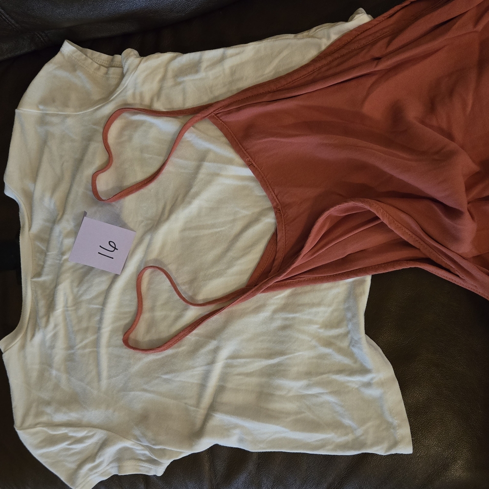 White and Rust Tank Top Set